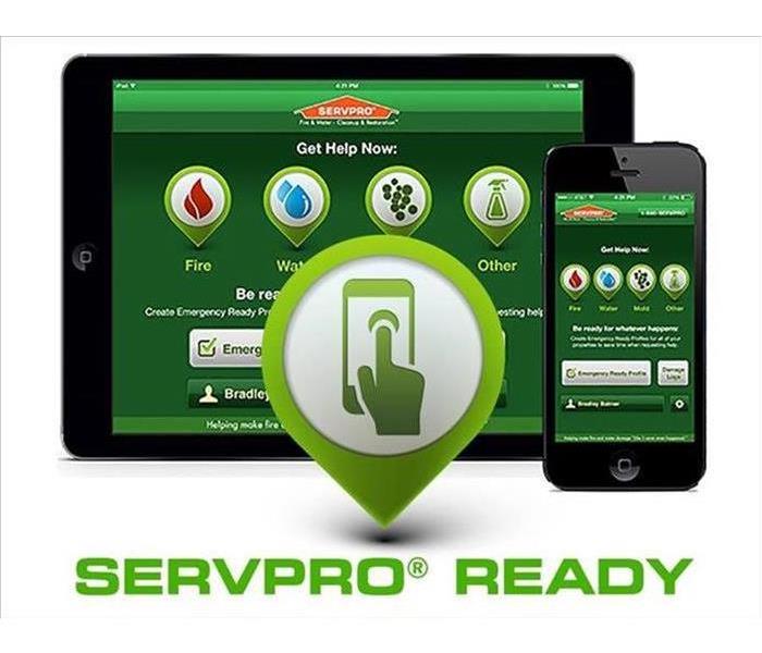 A phone and tablet showing the SERVPRO Ready app for ERPs.